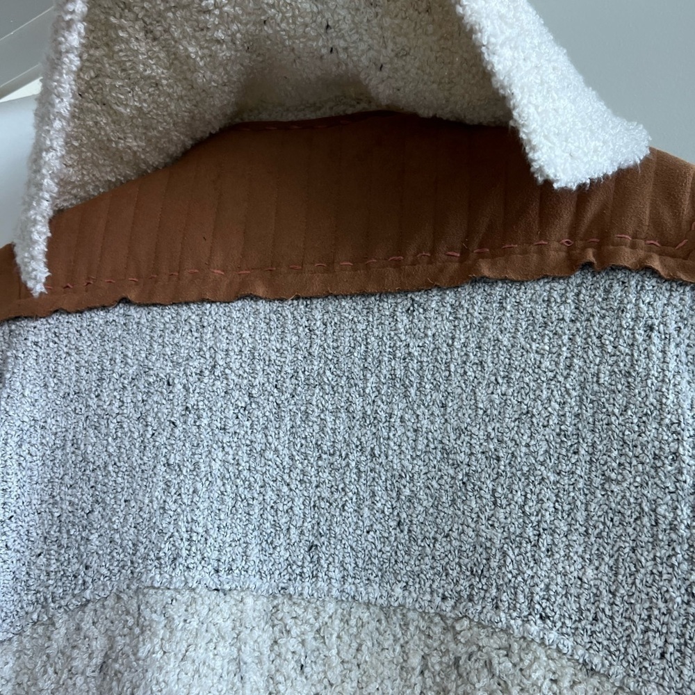 Women’s Cream Sherpa & Tan Suede Contrast Jacket - Picture 8 of 10